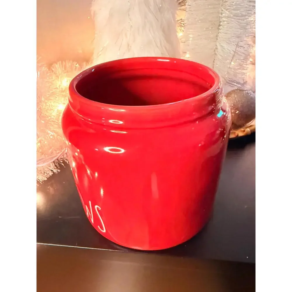 Rae Dunn Deck the Paws Red Christmas Pet Treat Jar Canister New